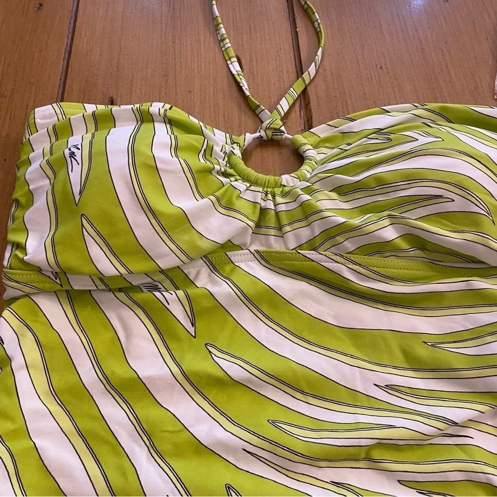 Michael Kors Women’s Tankini Printed O-Ring Halter Style Swimsuit Top New small